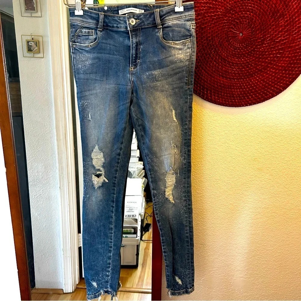 Zara Trafaluc Denimwear Distressed Skinny Ankle Jeans size 2